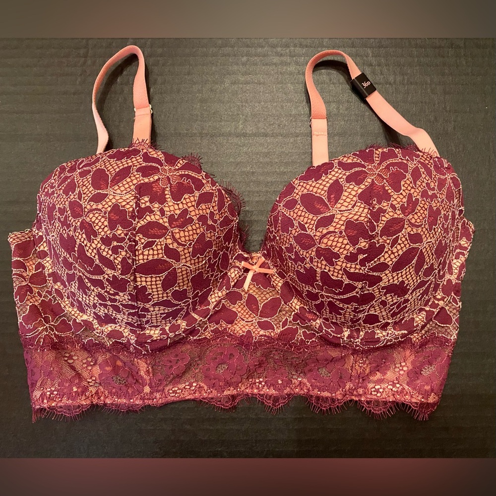 NWT Victoria's Secret Dream Angels Padded Lace Demi Bra Floral Pattern‎ Size 36D